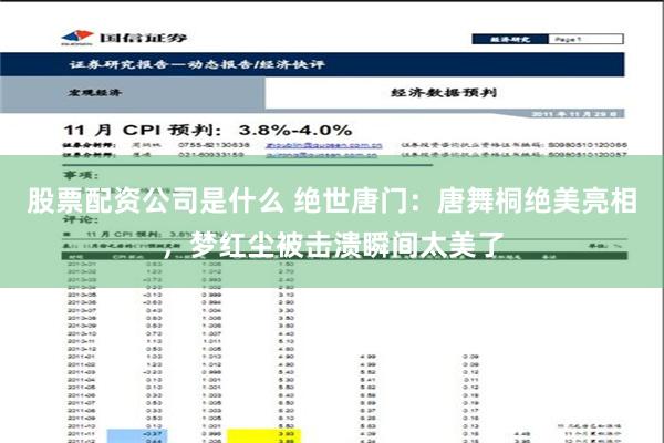 股票配资公司是什么 绝世唐门：唐舞桐绝美亮相，梦红尘被击溃瞬间太美了