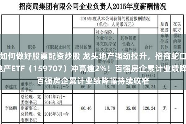 如何做好股票配资炒股 龙头地产强劲拉升，招商蛇口领涨4%，地产ETF（159707）冲高逾2%！百强房企累计业绩降幅持续收窄